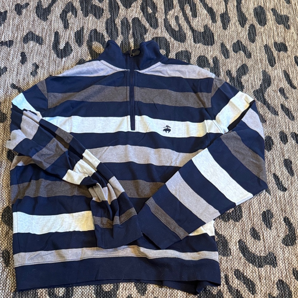 Brooks Brothers Blue and Gray Zip-Up Sweater